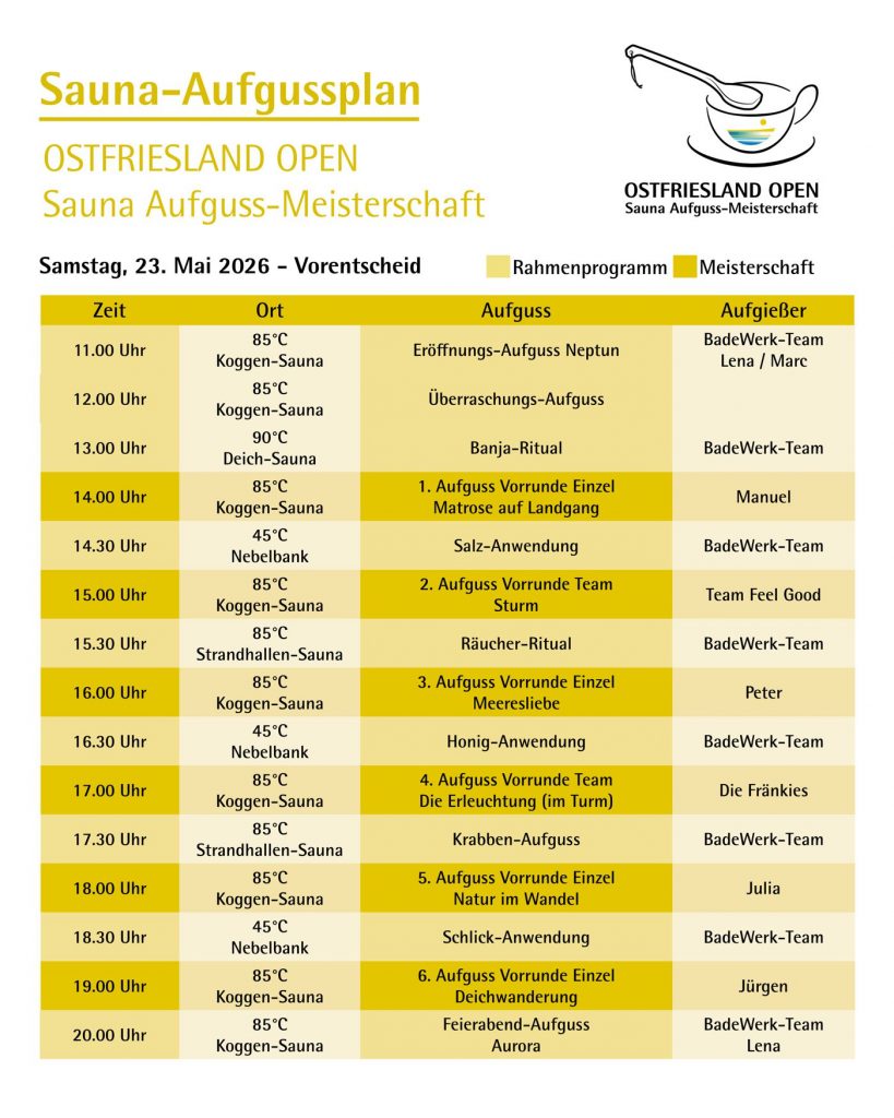 Aufgussplan Samstag Aufgussplan Samstag